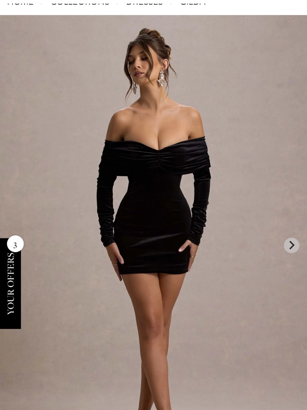 Club L London Black One-Shoulder Velvet Mini Dress